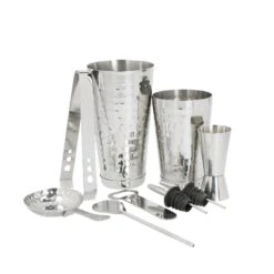 BarCraft 8-Piece Boston Cocktail Maker Set (Hammered Finish)