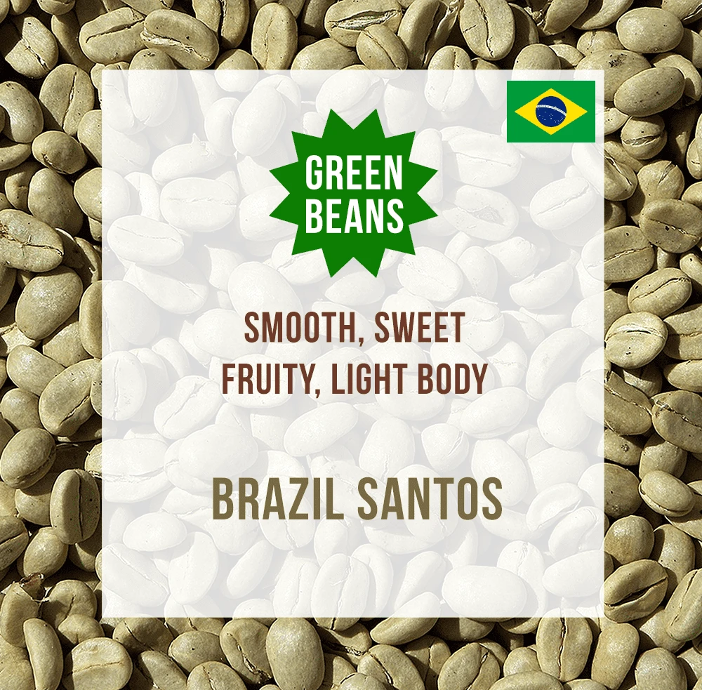 Brazil Santos, Unroasted Green Coffee Beans – Box-of-8-x-2kg 3 Brazil Santos, Unroasted Green Coffee Beans – Box-of-8-x-2kg