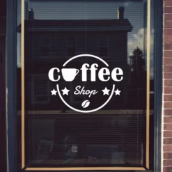 Coffee Shop Window Sign Vinyl Graphics Sticker Shop Cafe Coffee Shop Restaurant (Reversed) – Yellow