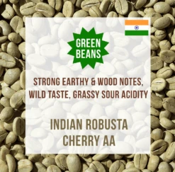 Indian Robusta Cherry AA, Unroasted Green Coffee Beans – Box-of-8-x-2kg