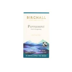 Birchall Peppermint – 6 X 25 Enveloped Tea Bags (150 Teabags) -Coffee Supplies Store birchall peppermint 25 enveloped tea bags front