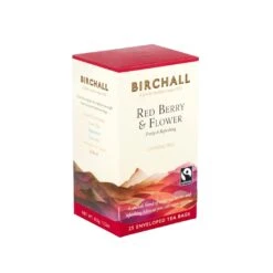 Birchall Red Berry & Flower – 6 X 25 Enveloped Tea Bags (150 Teabags) -Coffee Supplies Store birchall red berry flower 25 enveloped tea bags side top
