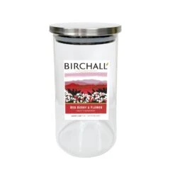 Birchall Glass Tea Jar -Coffee Supplies Store jar red berry flower